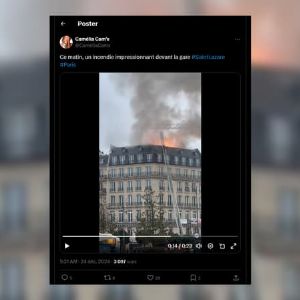 "Incendie spectaculaire en cours près de la gare Saint-Lazare à Paris"