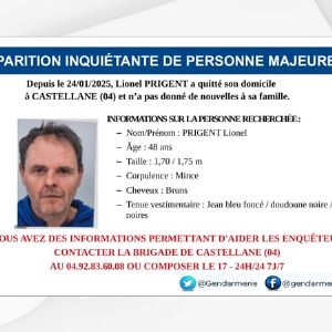 "Alerte : Disparition inquiétante d'un habitant de Castellane dans les Alpes-de-Haute-Provence"